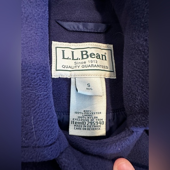 LL Bean Womens Sz:S Navy Blue Fleece Polartec Peacoat Double Breasted Jacket. - Picture 7 of 10